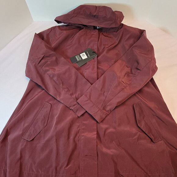 BAGATELLE Women's Water Repellent Spring Packable Rain Coat Sz: M - Merlot - Picture 2 of 11